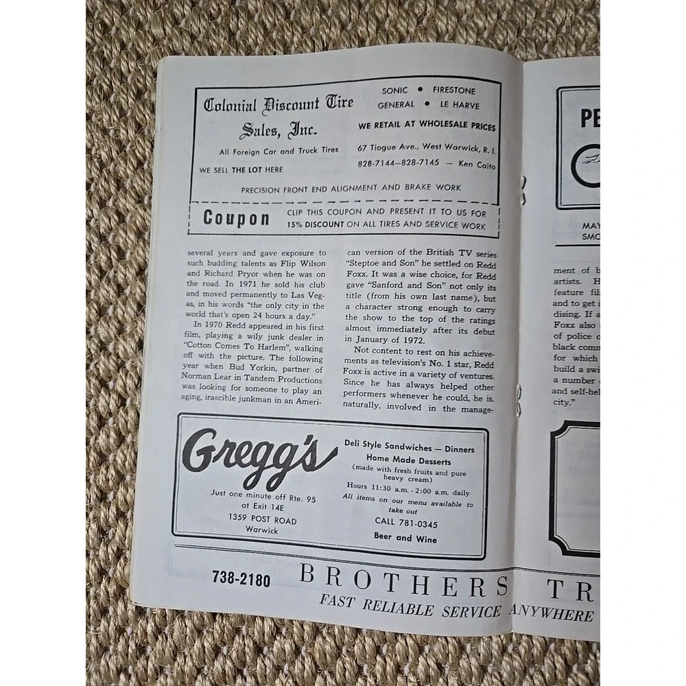 Rare Redd Foxx Warwick Musical Theatre RI Paper Program 7/21-7/26, 1975 VGUC